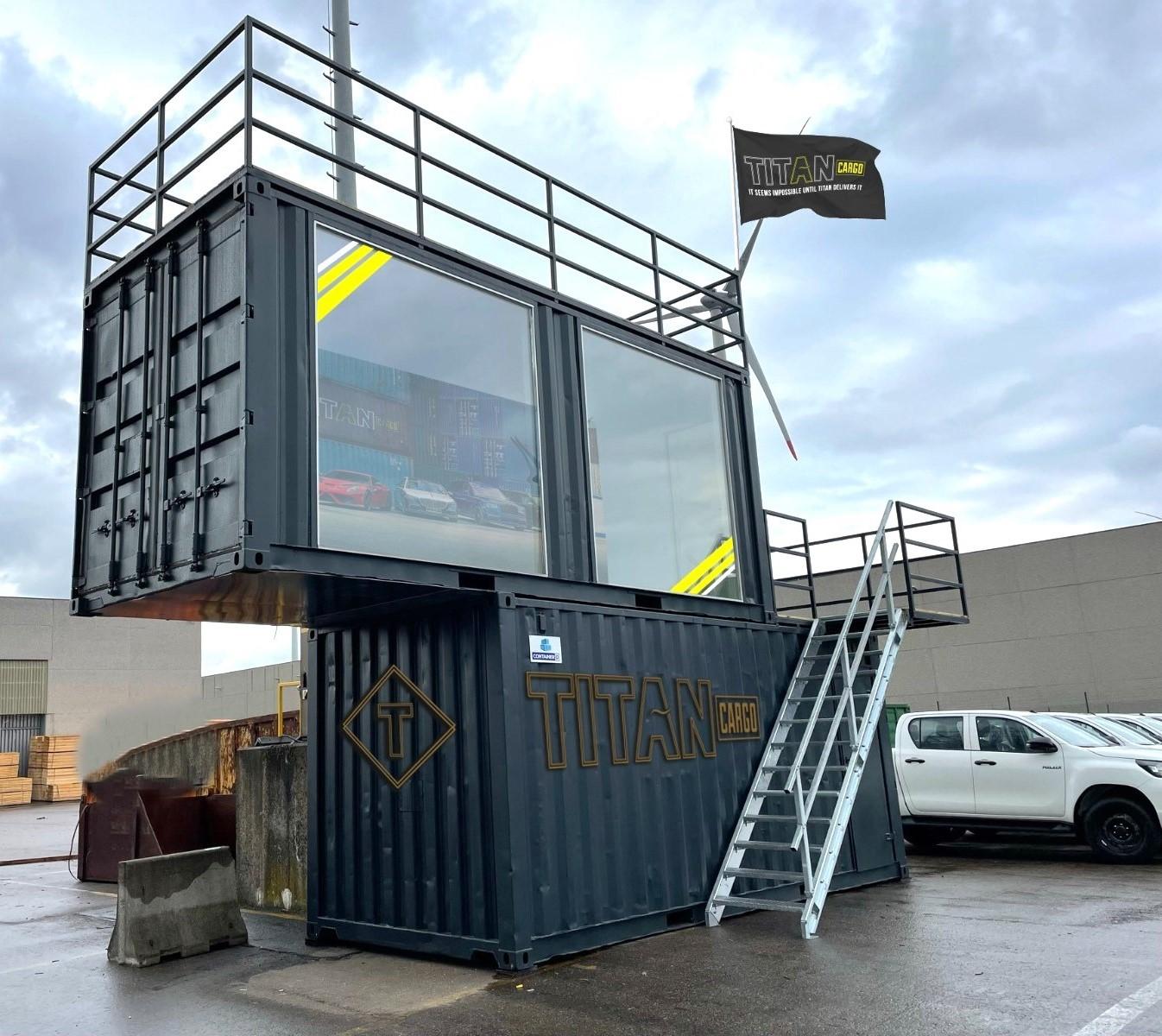 Two 20 foot black Custom industrial container solution with large windows for any business. Mobile work space / office for sale or rent