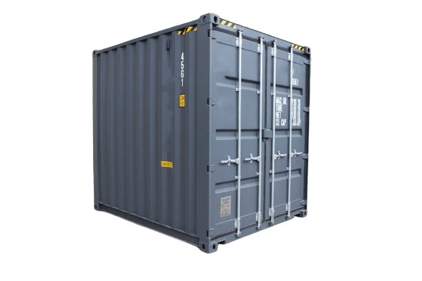Front of 10 foot New First Trip High Cube grey shipping container for sale or rent in Antwerp by ContainerID