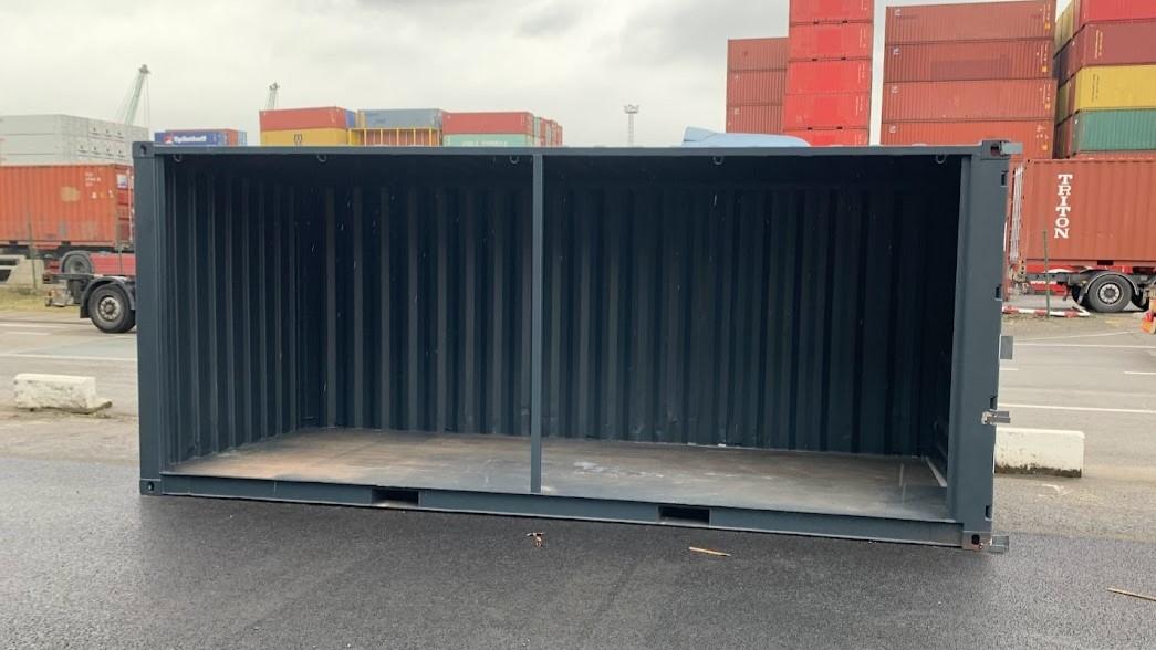 20 foot black Back yard storage shipping container or patio with open side for bikes, chairs or pool equipment in Antwerp by ContainerID